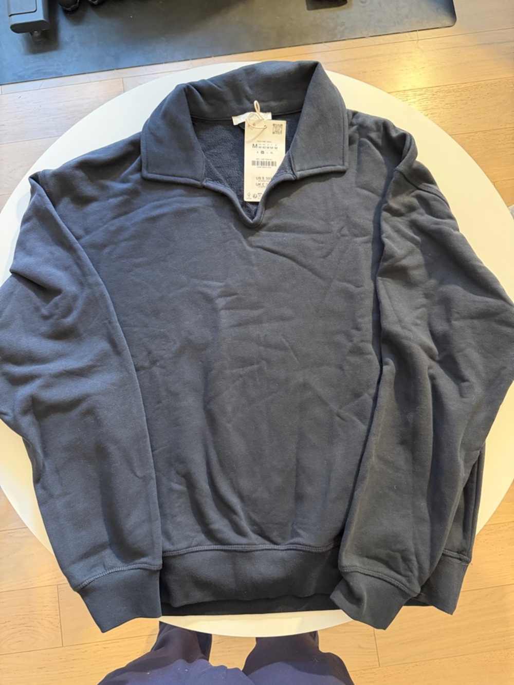 Zara Men's Dark Slate Quarter-Zip Pullover Sweatshirt w/ Collar